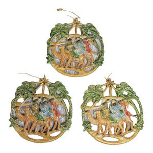 VTG Christmas Tree Ornament Set of 3 Wise Men Nativity King Star 70s Religious
